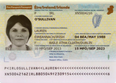 Irish Passport page